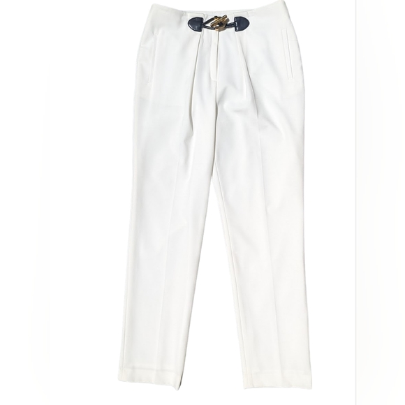 Size 10 White Calvin Klein Pants W/Buckle Embellishment - Picture 4 of 6